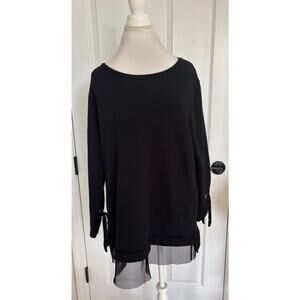 Torrid Black Long Sleeve Sheet with Tie Wrist and Sheer detail Trim Size 1X